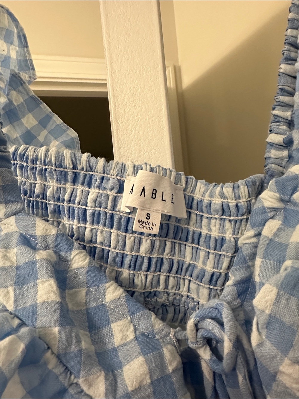 Ruffled Gingham Cutout Mini Dress in Light Blue - Picture 4 of 4